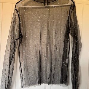 Black Sheer Long Sleeve Top